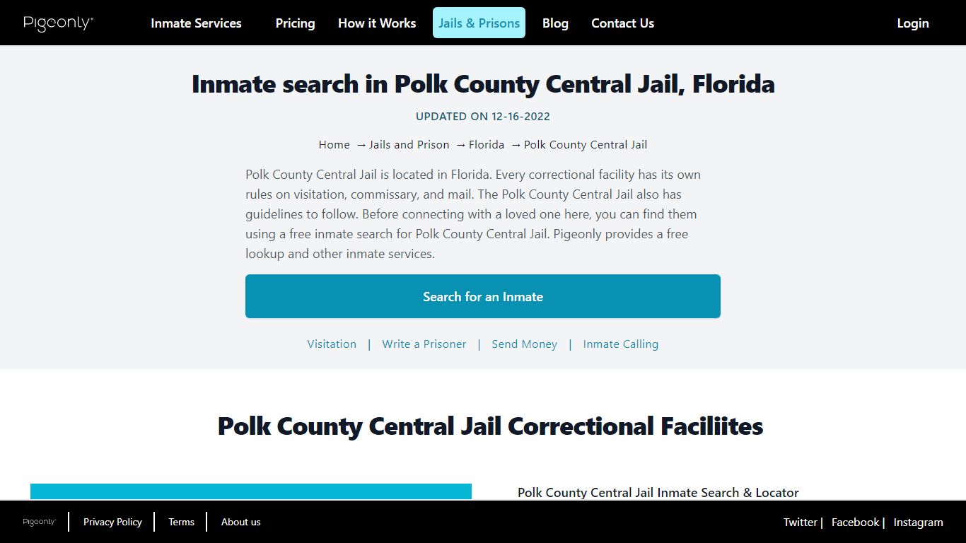 Inmate Search Polk County Central Jail, Florida | Pigeonly